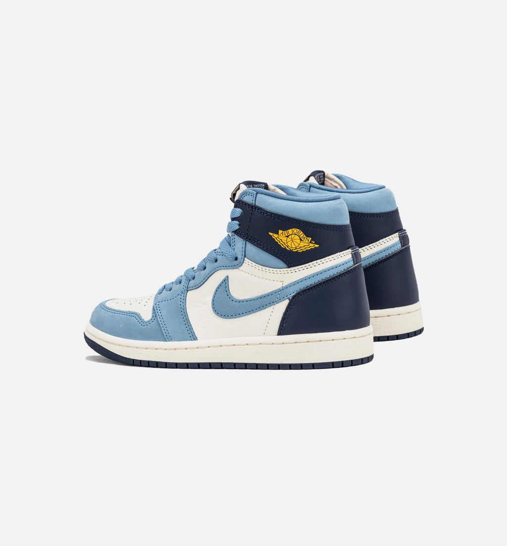 Air Jordan 1 Retro High OG White and Gold Womens Lifestyle Shoe Blue Gold