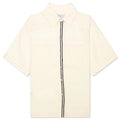 Weave Trim Button Up Shirt Cream