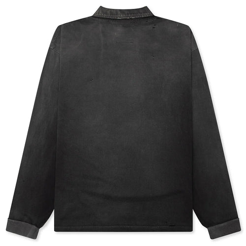 Sun Faded L S Polo Black