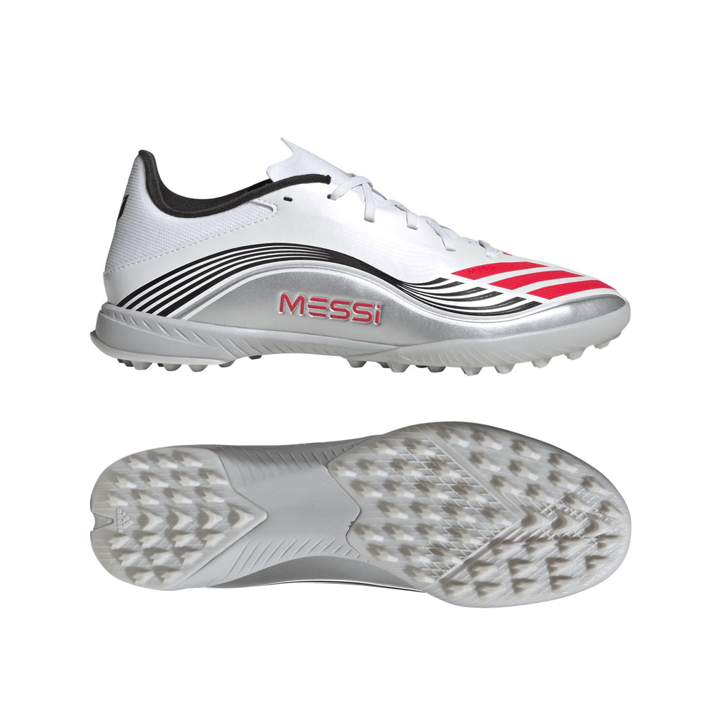 adidas F50 Messi League Turf Soccer Cleats White Red Silver