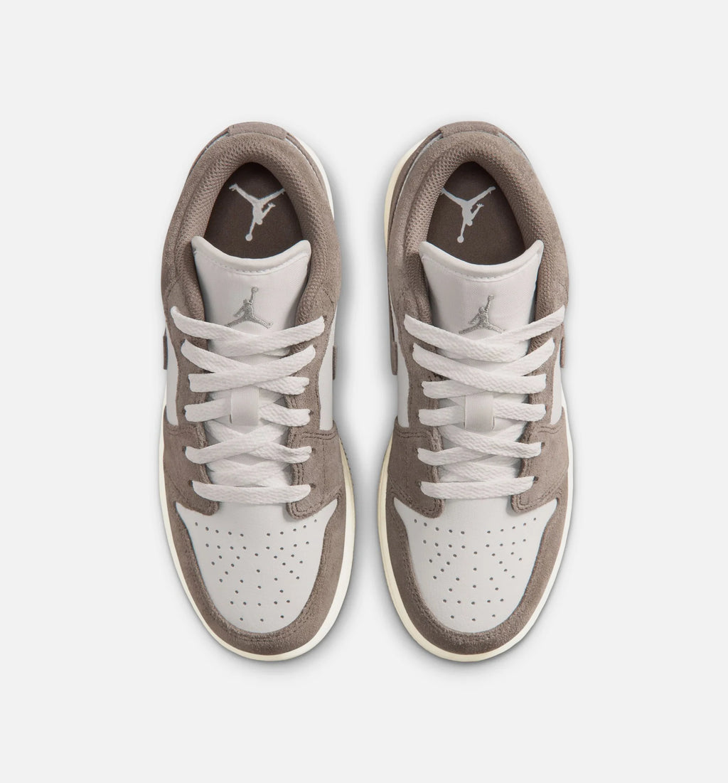 Air Jordan 1 Low Grade School Lifestyle Shoe Olive Grey Enigma Stone Summit White