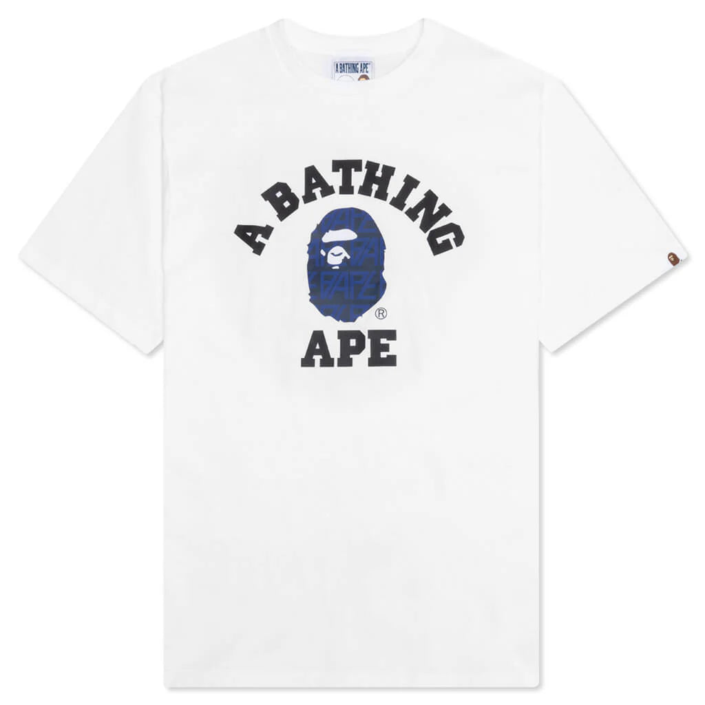 Bape Logo Monogram College Tee White Navy