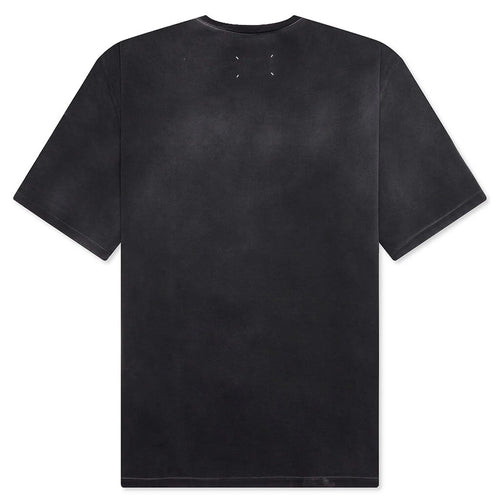 Distressed College Logo T Shirt Washed Black