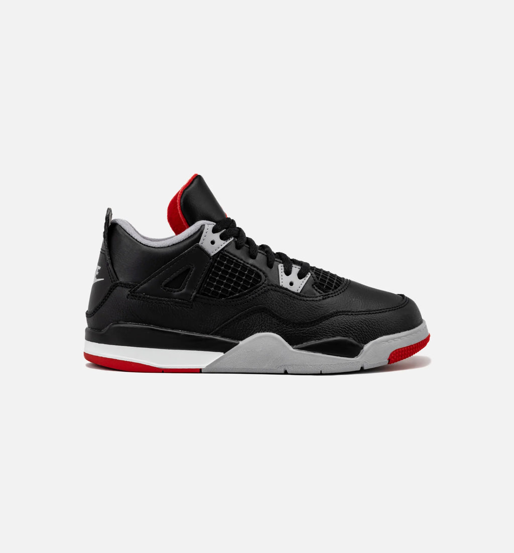 Air Jordan 4 Retro Bred Reimagined Preschool Lifestyle Shoe Black Fire Red Cement Grey Summit White