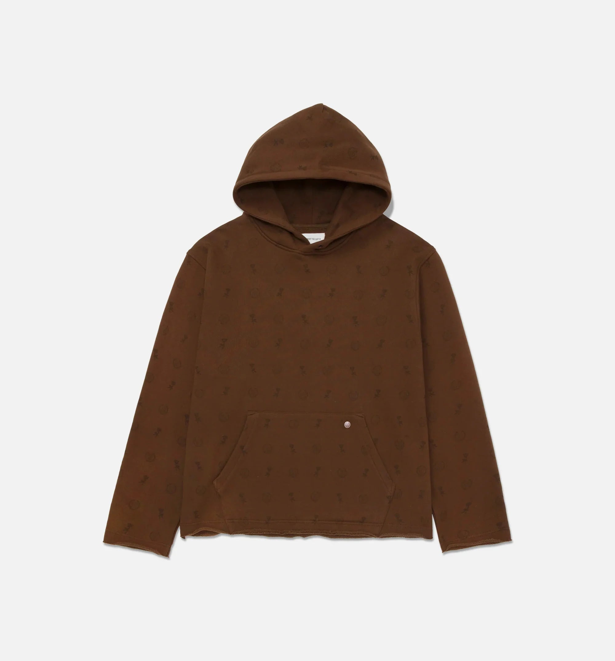 HTG Raw Edge Pullover Mens Hoodie Brown