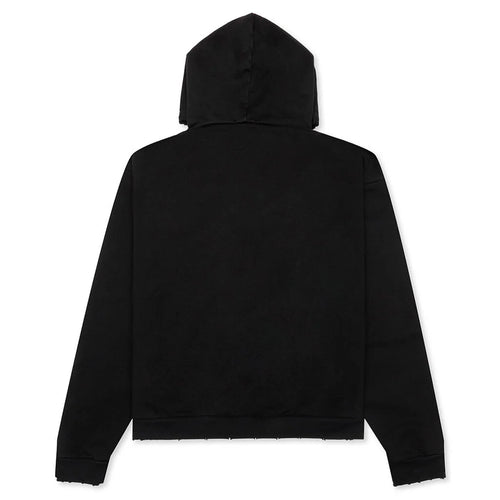Distressed Hoodie Small Logo Black