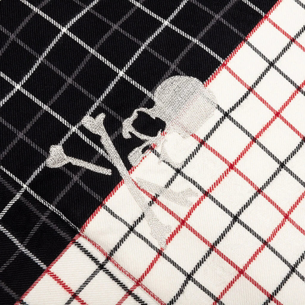 Vertical Split Plaid Shirt Black Plaid