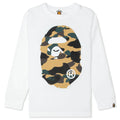 Kids 1st Camo Big Ape Head L S Tee White Yellow