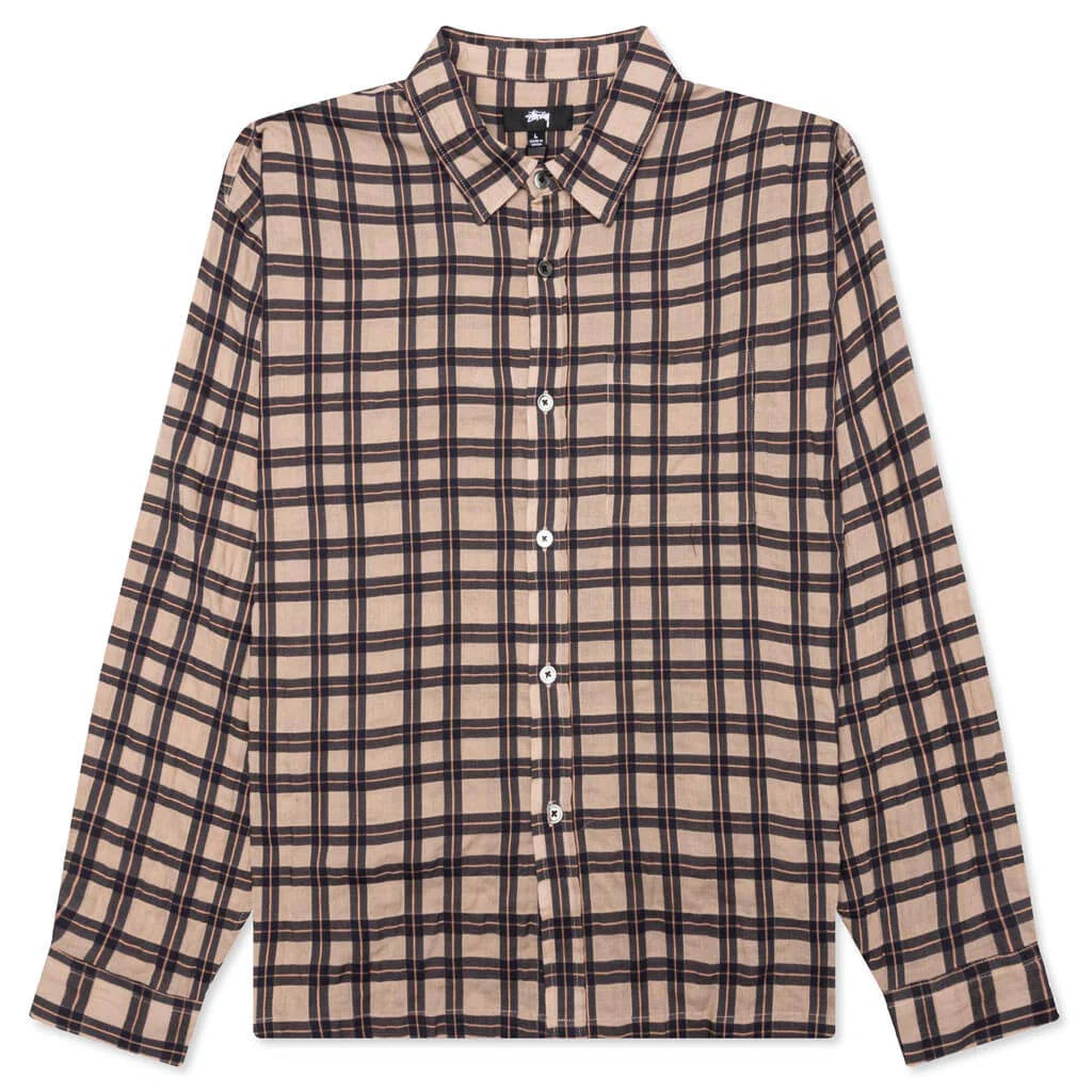 Sonoma Plaid L S Shirt Tan