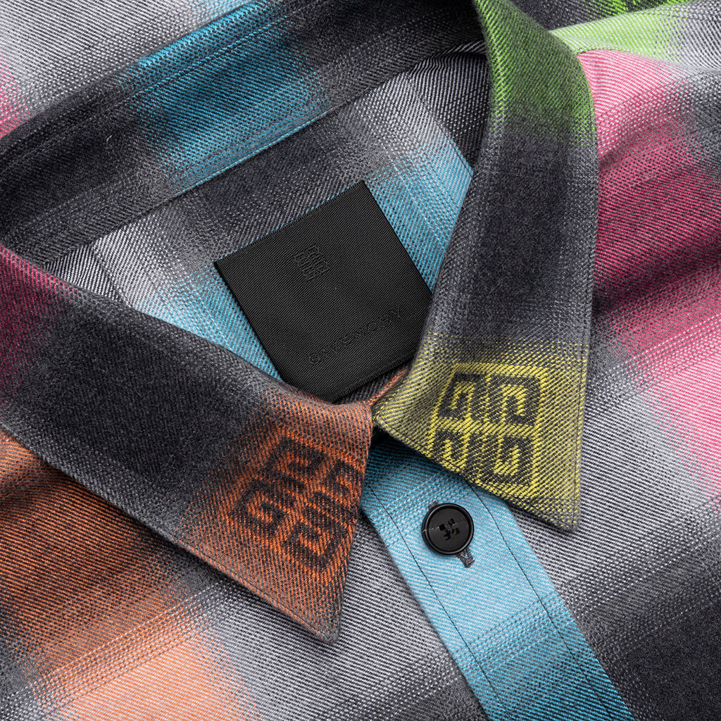 Oversized Fit L S Shirt w Chest Pockets Multicolored