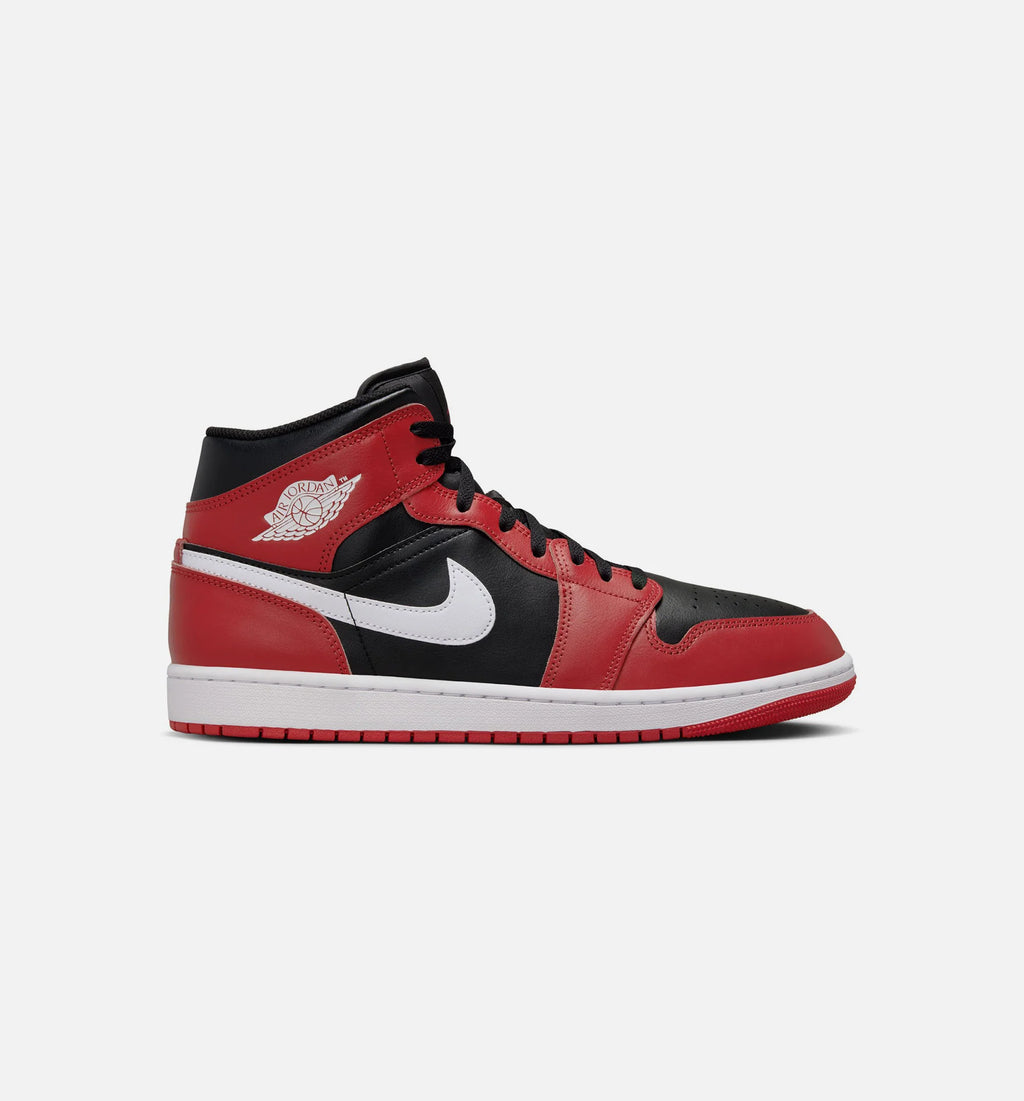 Air Jordan 1 Mid Black Gym Red Mens Basketball Shoe Black Gym Red White