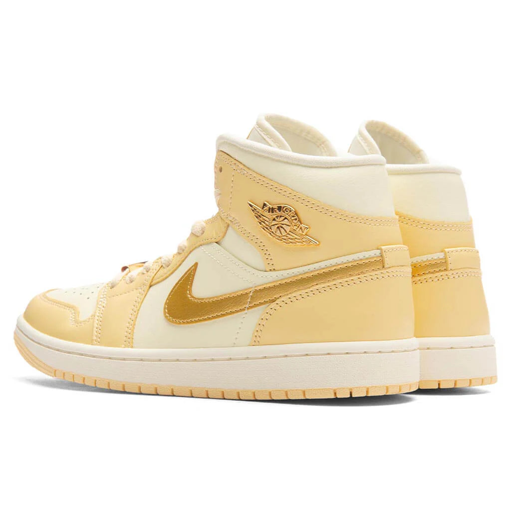 Womens Air Jordan 1 Mid SE Pale Vanilla Metallic Gold Coconut Milk