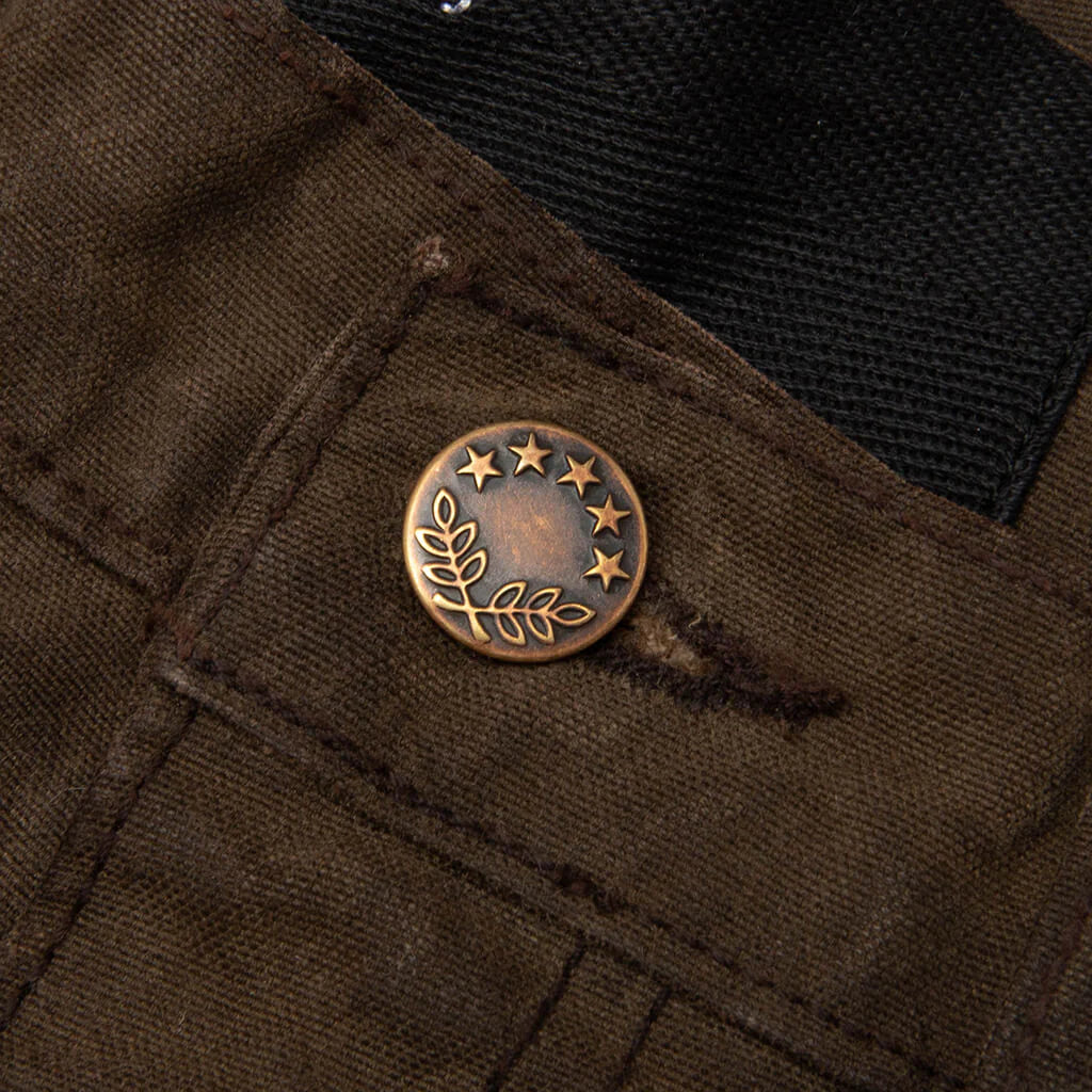 Sinned 4 Nothing Waxed Canvas Double Knee Short Brown