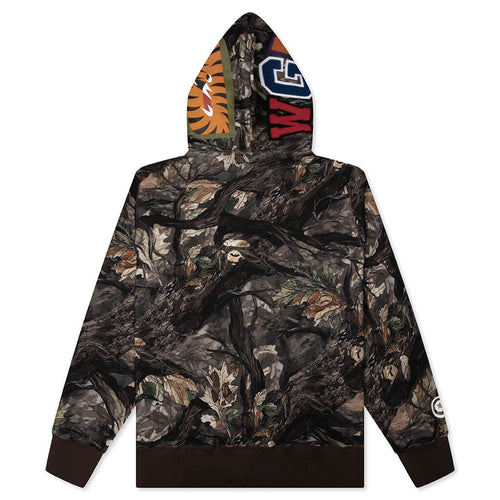 Tree Edge Camo Shark Relaxed Fit Full Zip Hoodie Brown