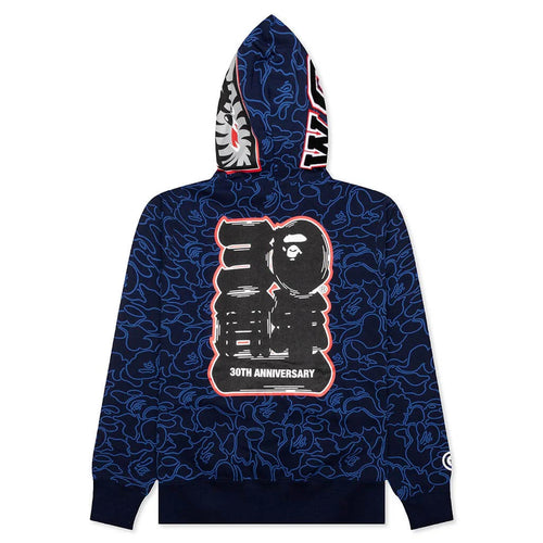 Bape 30th Anniversary Line Camo Shark Full Zip Hoodie Navy