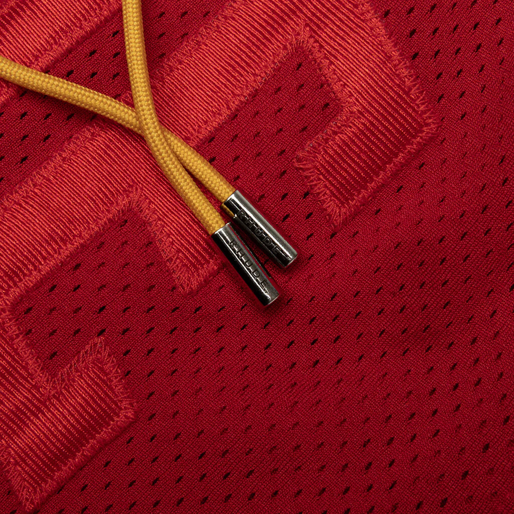 Baggy Mesh Collegiate Logo Shorts Red