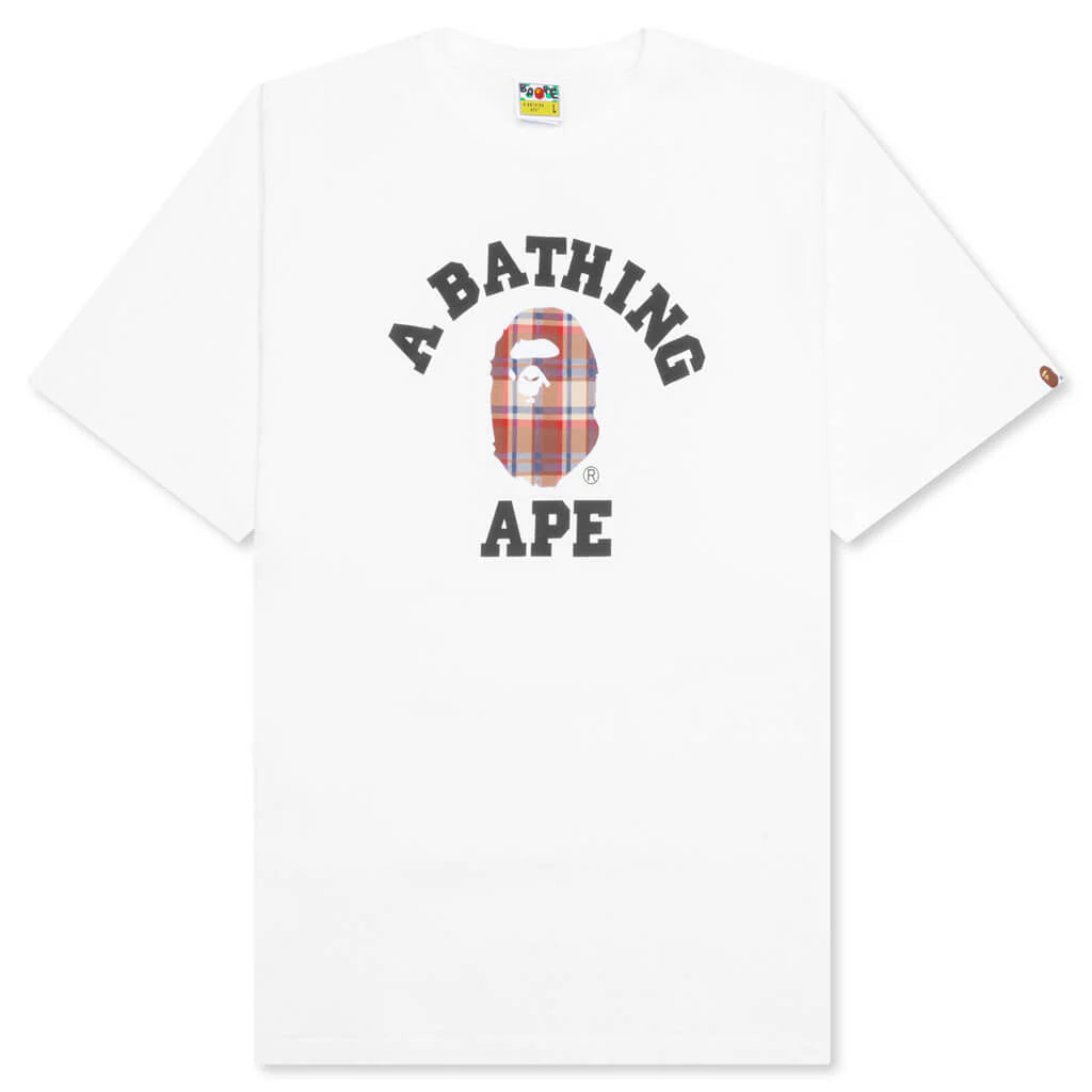 Bape Check College Tee White