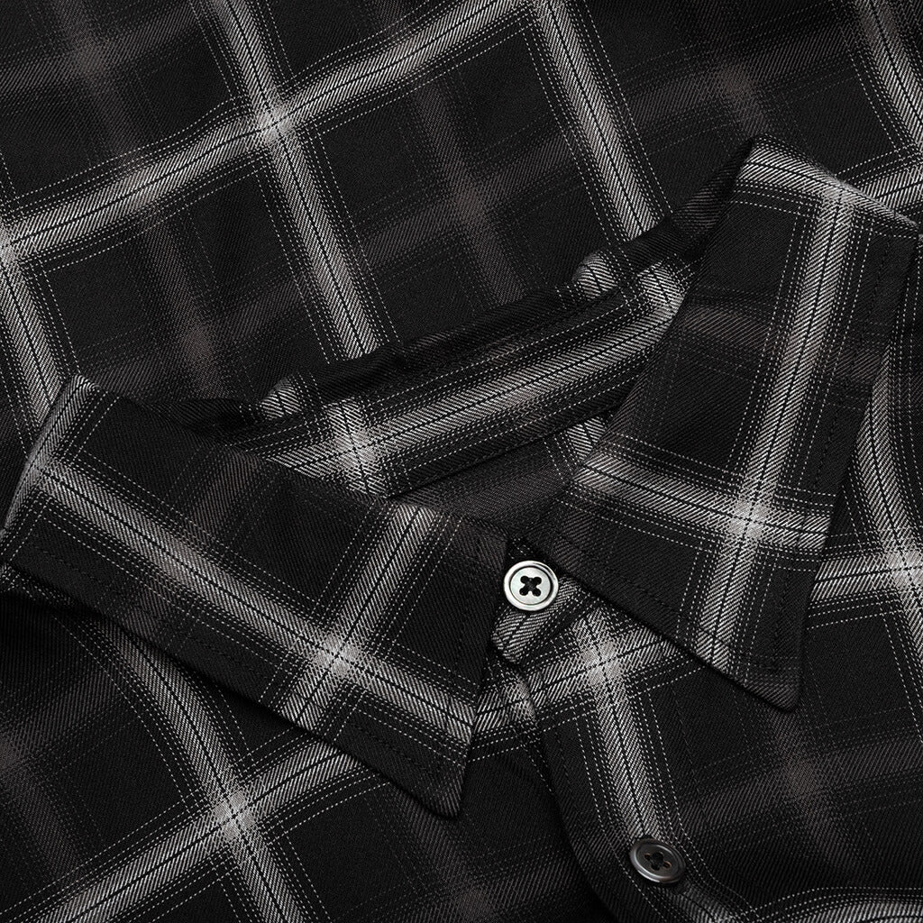 Shadow Plaid Rayon Shirt Black