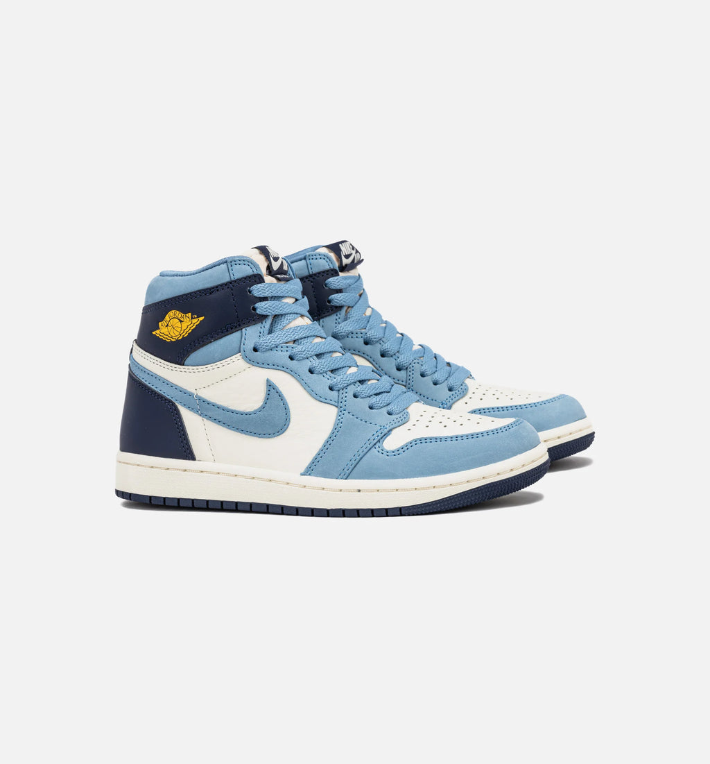 Air Jordan 1 Retro High OG White and Gold Womens Lifestyle Shoe Blue Gold