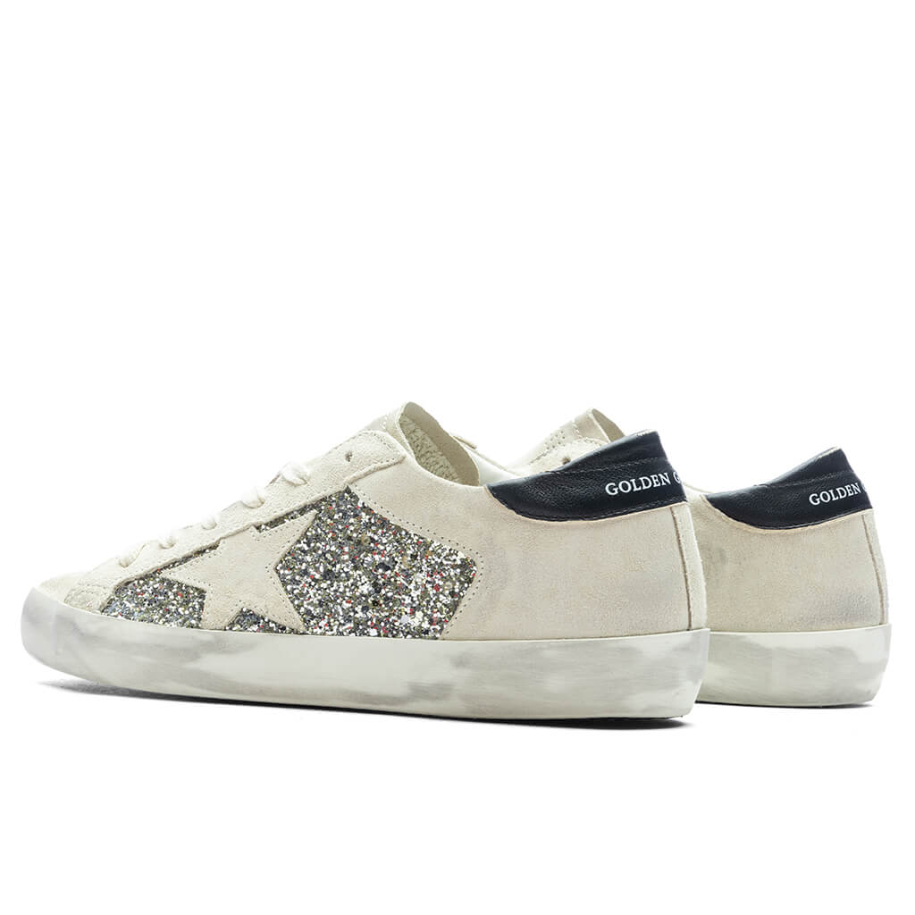 Womens Glitter Suede Super Star Platinum Beige Black