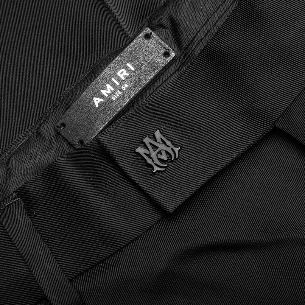 Double Pleat Shiny Trouser Black