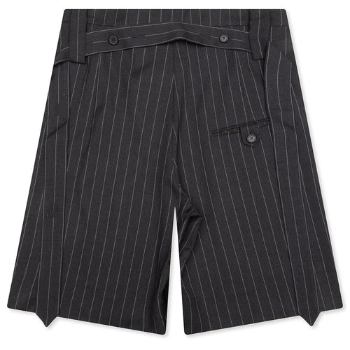 Folded Front Pleat Shorts Mid Grey Melange