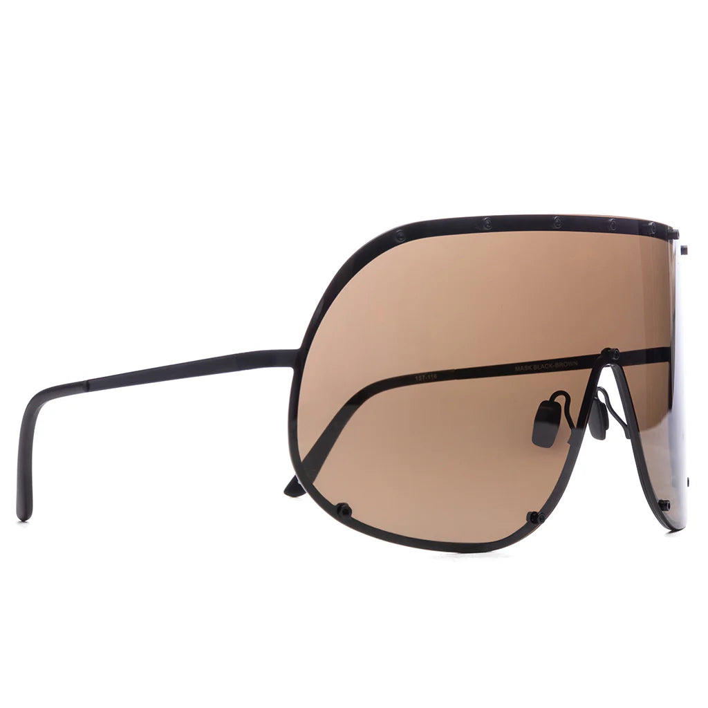 Sunglasses Shield Black Temple Brown Lens