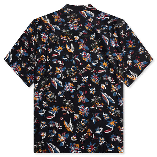 Car Race Tropical Print Shirt Black Tropical