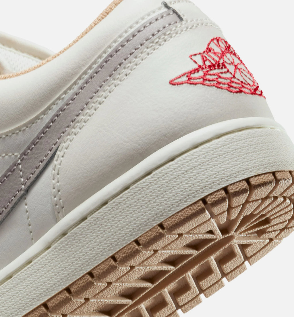 Air Jordan 1 Low Mens Lifestyle Shoe Sail Fire Red College Grey Hemp