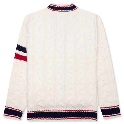 College Badges Knit Cardigan Ivory