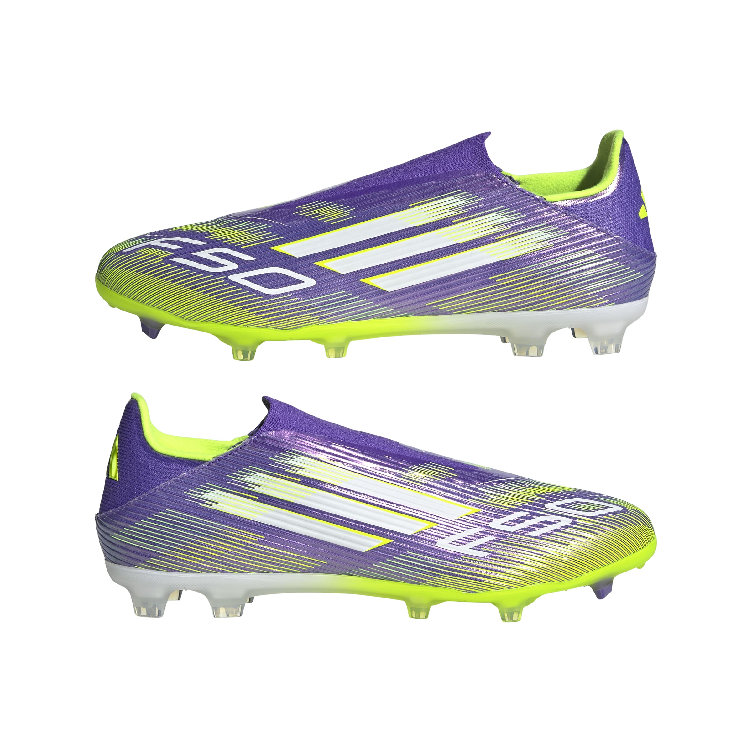 adidas F50 League Laceless FG MG Mens Soccer Cleats Purple White Lemon