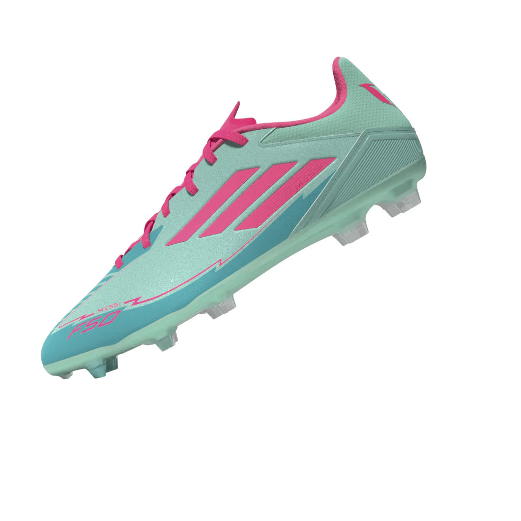 adidas F50 League Messi Firm Multi Ground Soccer Cleats Flash Aqua Lucid Pink Lucid Cyan