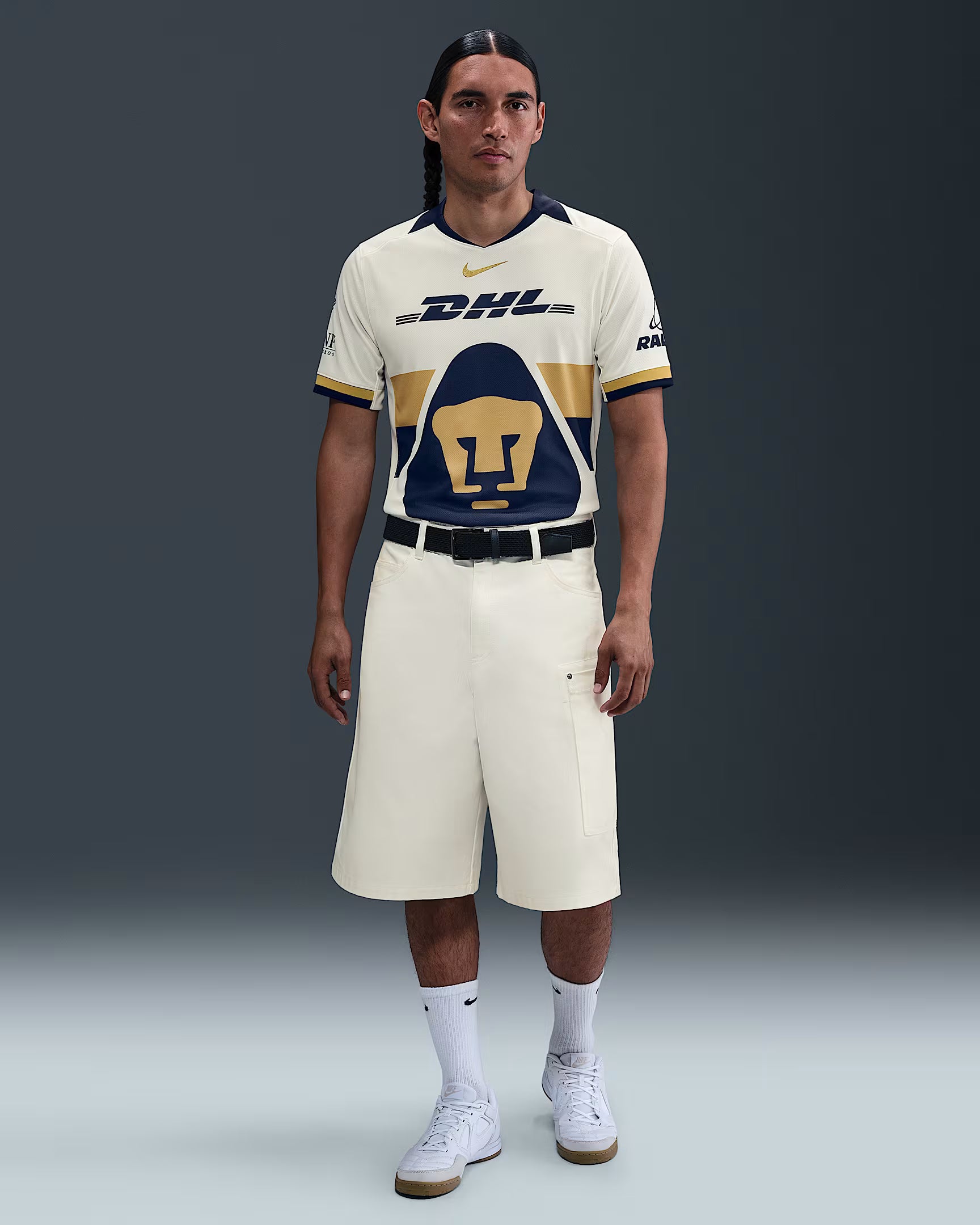 Nike UNAM PUMAS 2025 26 Mens Stadium Home Jersey Sail Club Gold