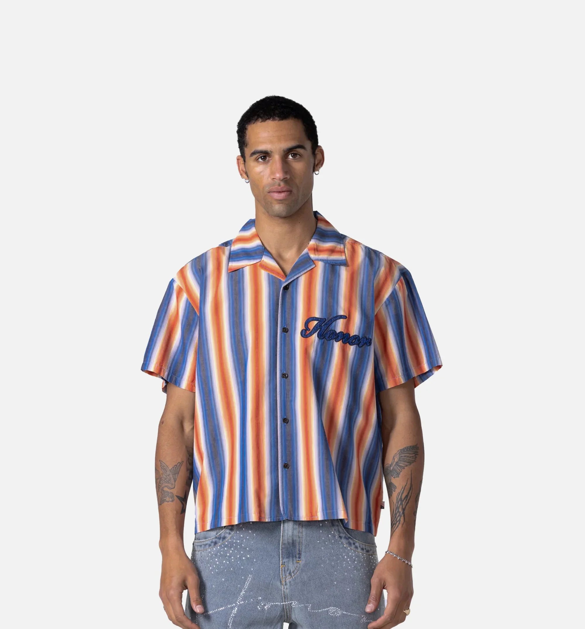 Auto Shop Camp Mens Short Sleeve Shirt Multi Orange