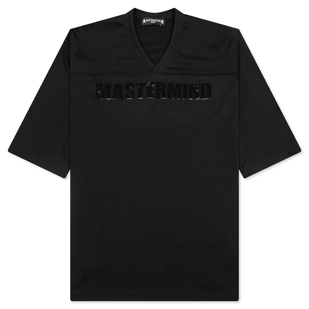 Football V Neck Jersey T Shirt Black
