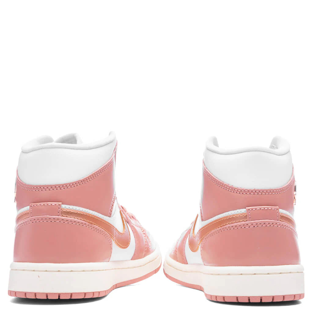 Womens Air Jordan 1 Mid SE Red Stardust Metallic Copper White