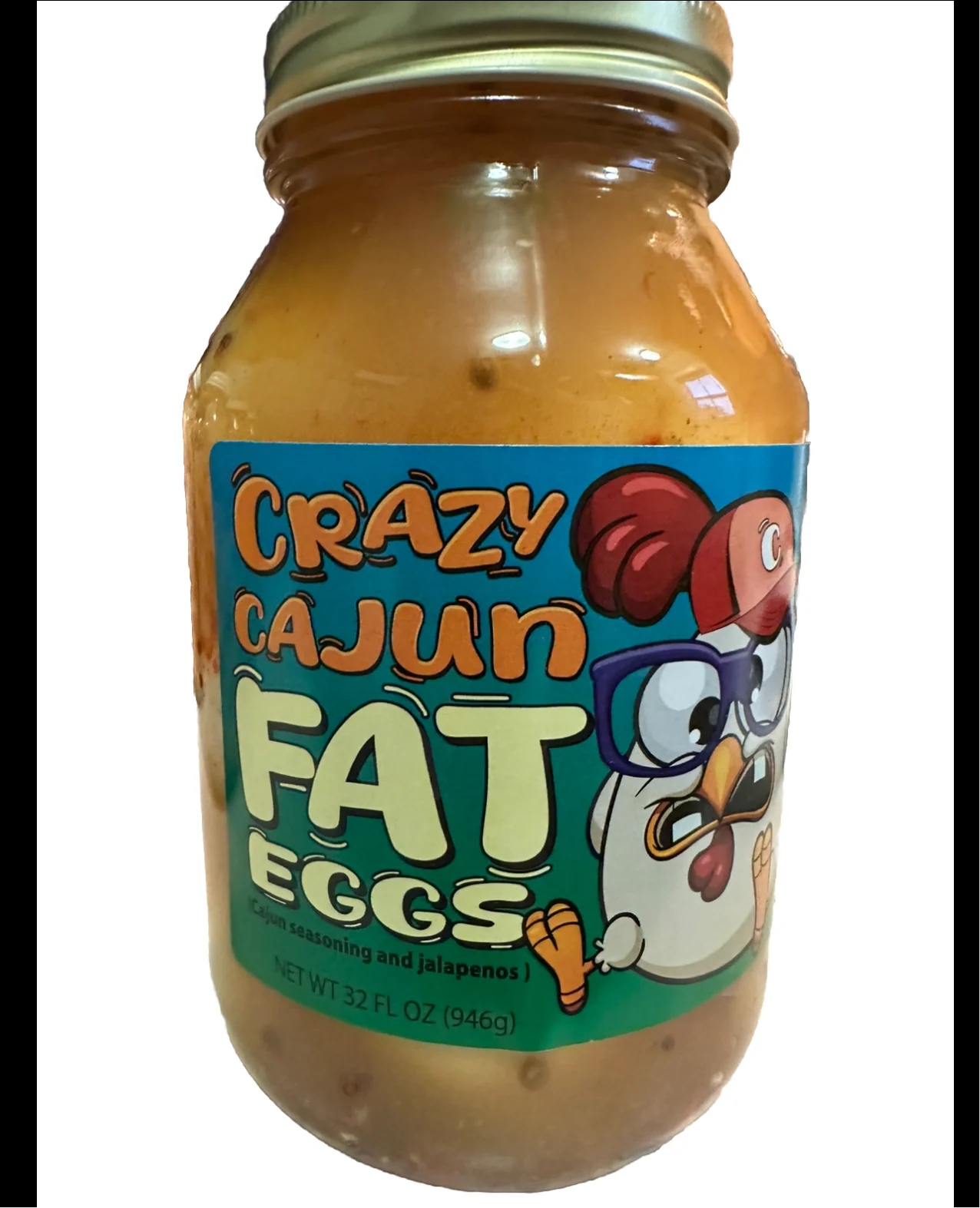32oz Large Jar Cajun Jalapeño Spicy Pickled Eggs | Bold Cajun Spice Brined Hard Boiled Eggs Portable Spicy Savory Snack