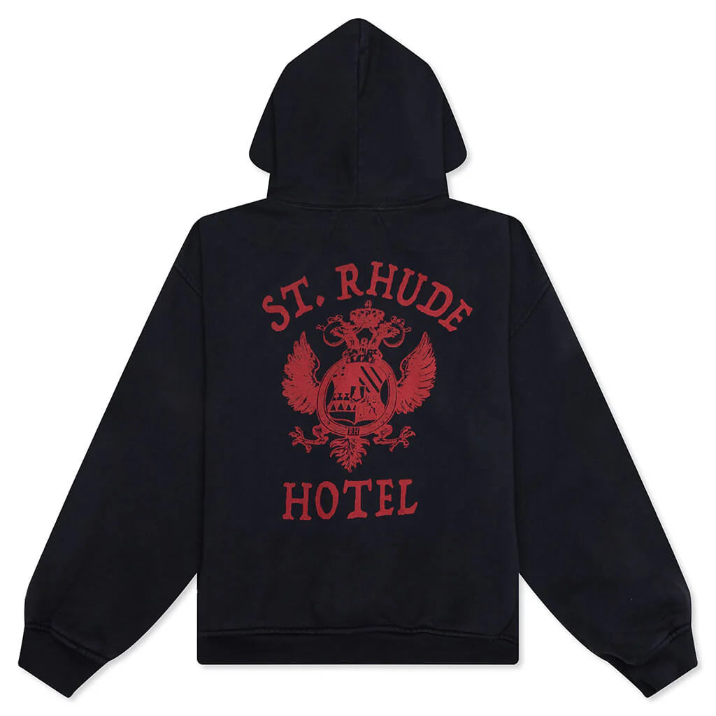 St Rhude Seal Zip Up Hoodie Vintage Black Red