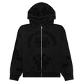 Boxy Fit Hoodie With Zip And Pocket Base Black