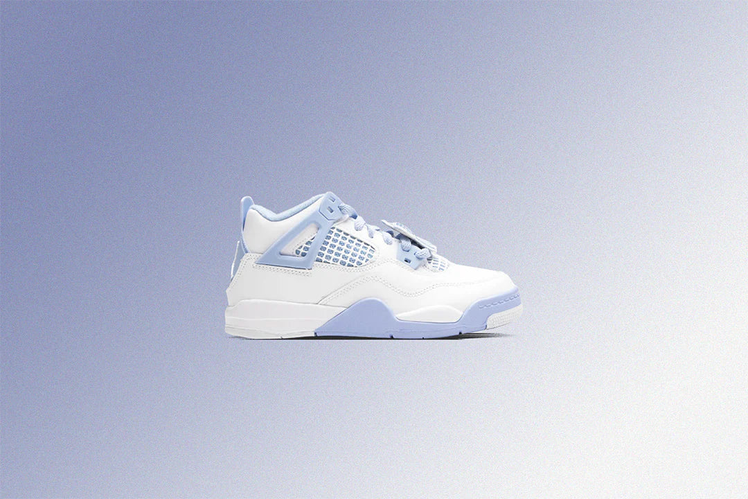 Air Jordan 4 Retro Aluminum PS White Aluminum Blue Tint Oil Green