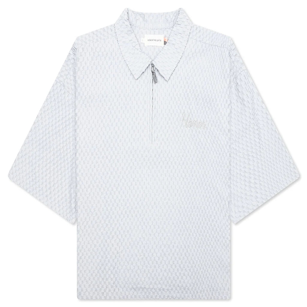 Textured Knit Quarter Zip Grey