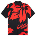 Floral Embroidered Patch Suiting Shirt Navy Red