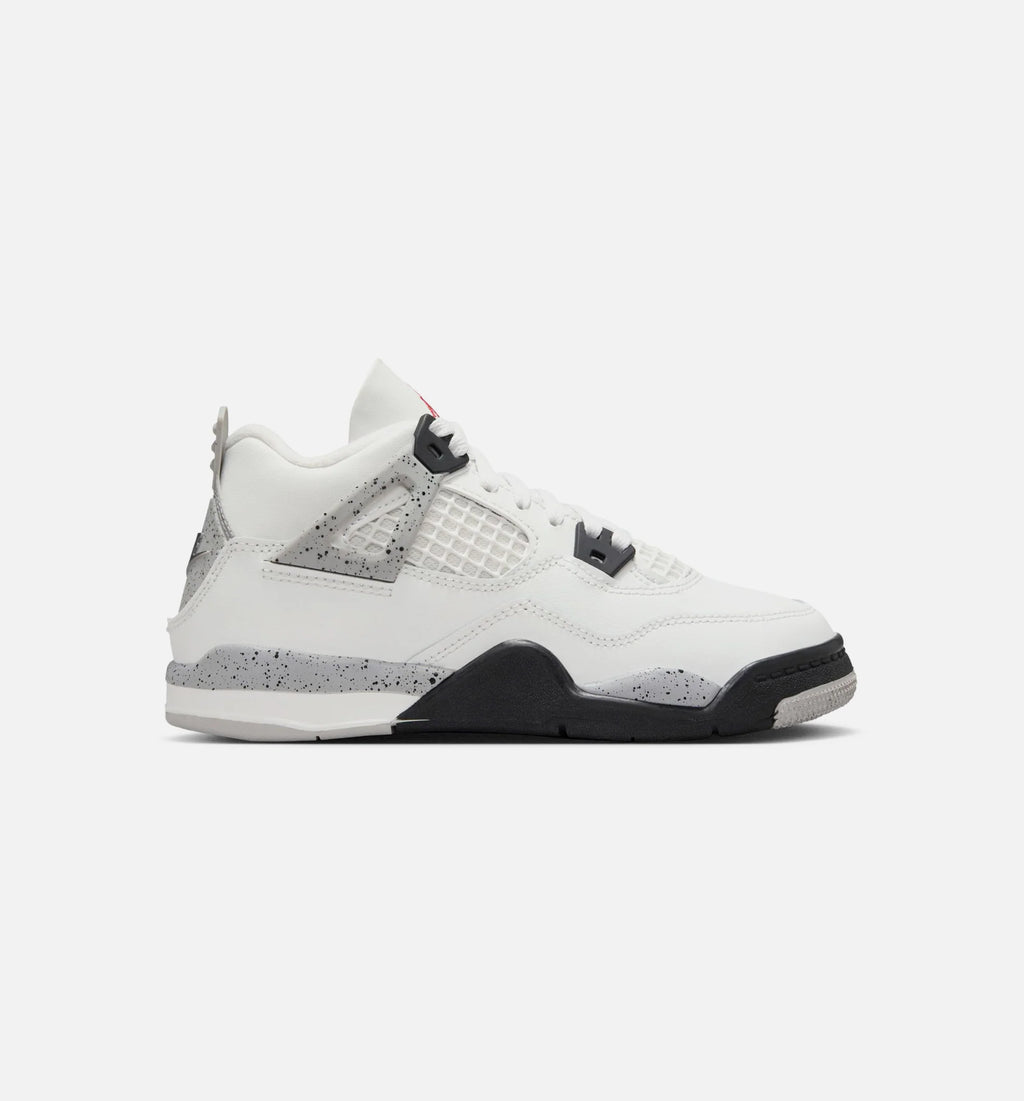 Air Jordan 4 Retro White Cement Preschool Lifestyle Shoe Summit White Fire Red Cement Grey Black