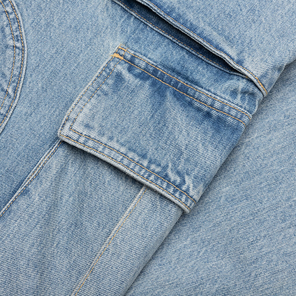 Denim Logo Cargo Pants Light Wash
