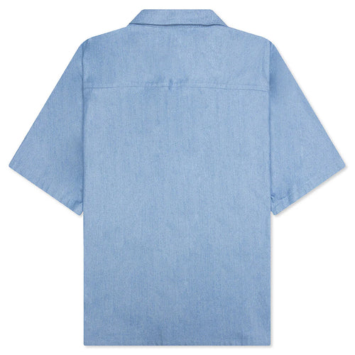 Blue Denim Short Sleeve Shirt with Trunakaroo Plaque Iris Blue