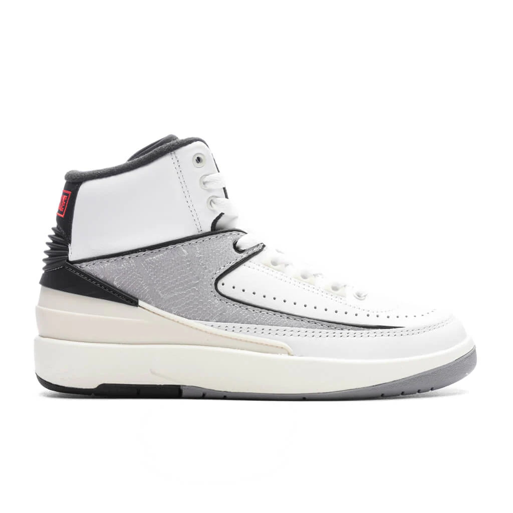 Air Jordan 2 Retro GS Python White Fire Red Cement Grey