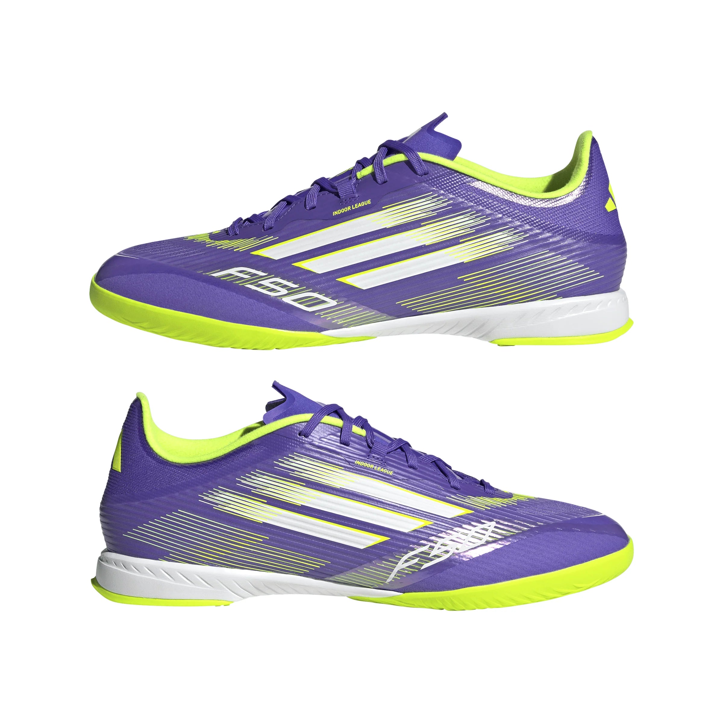 adidas F50 League Indoor Soccer Shoes Purple White Lemon