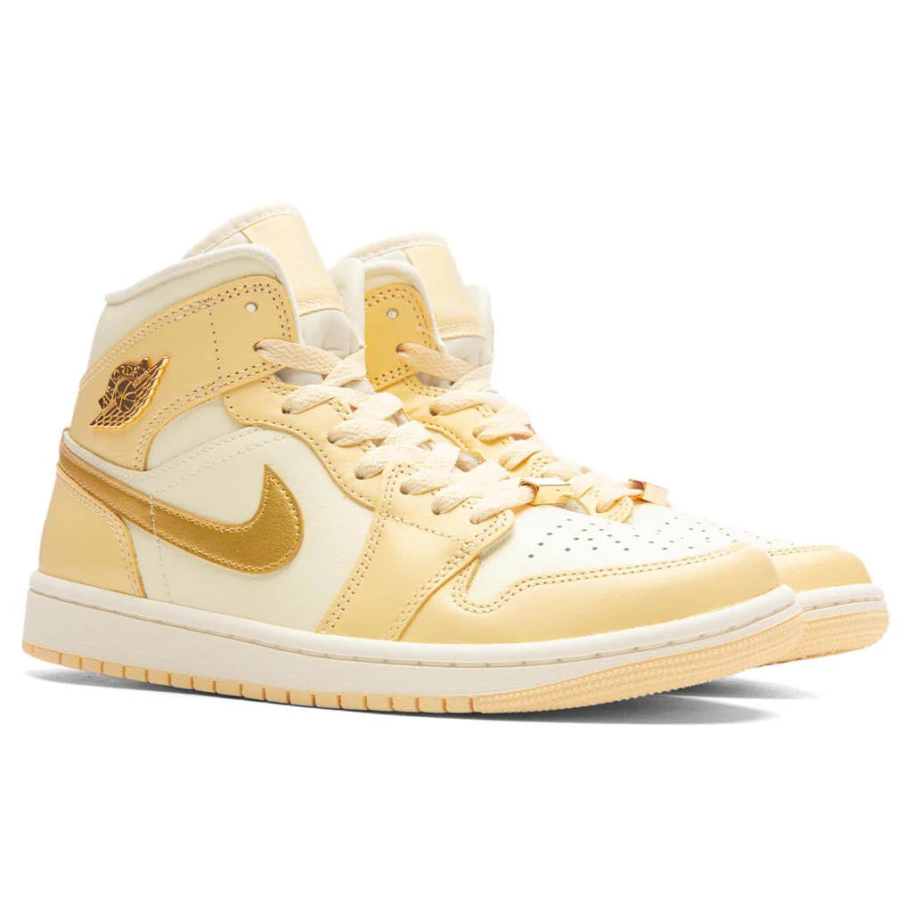 Womens Air Jordan 1 Mid SE Pale Vanilla Metallic Gold Coconut Milk