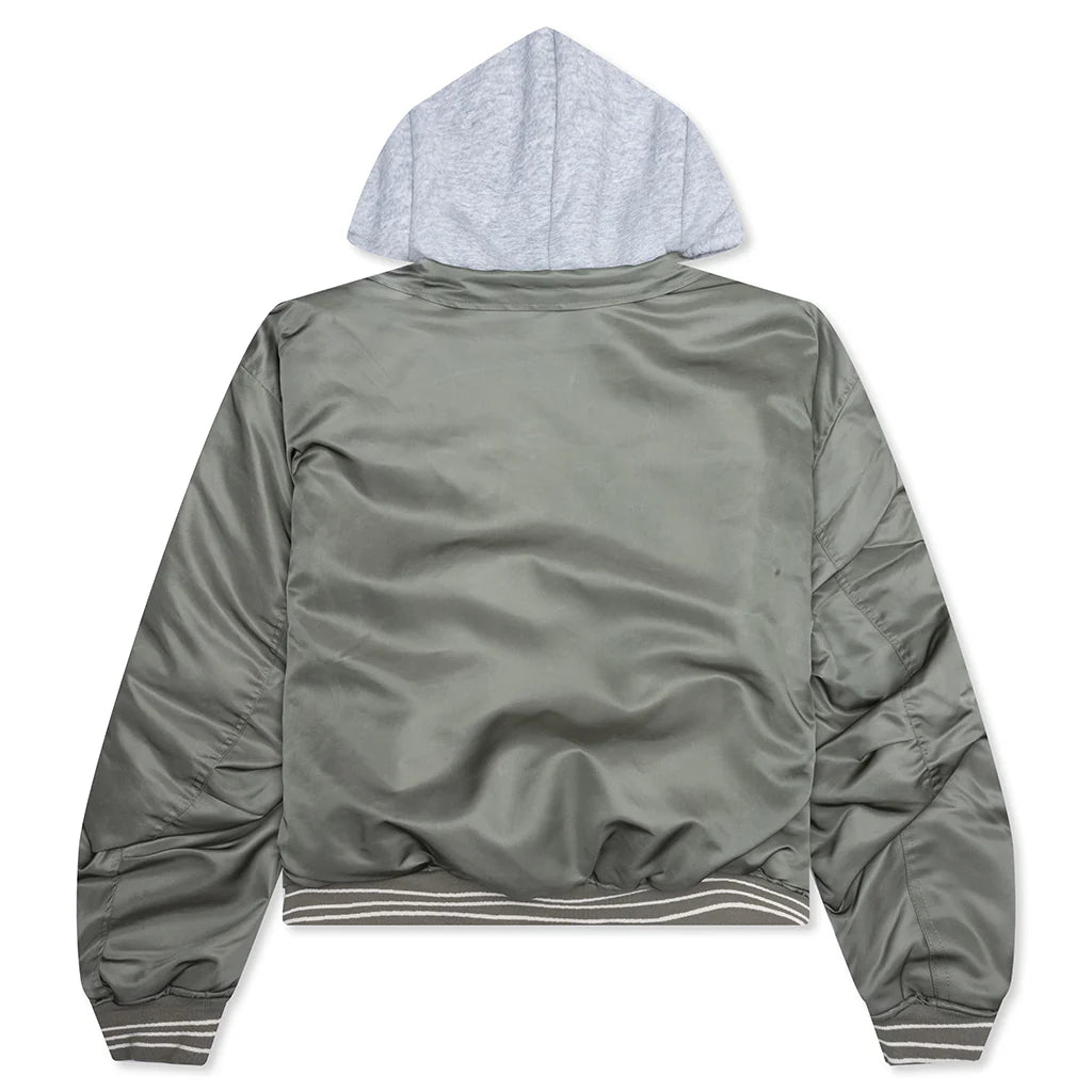 Nylon Hooded Bomber Army Green