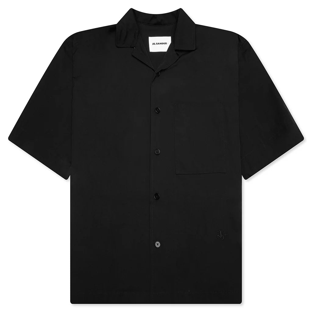 Glass Finish Cotton Poplin Shirt Black